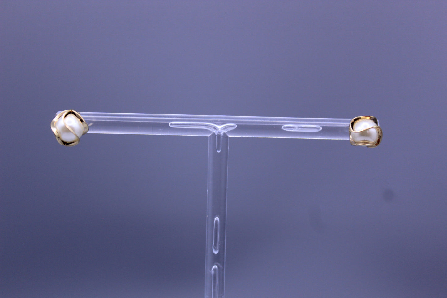 Pearl with gold cage earrings