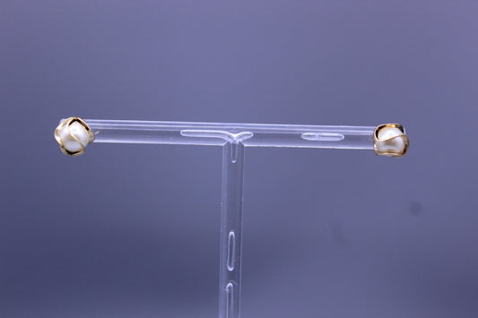 Pearl with gold cage earrings
