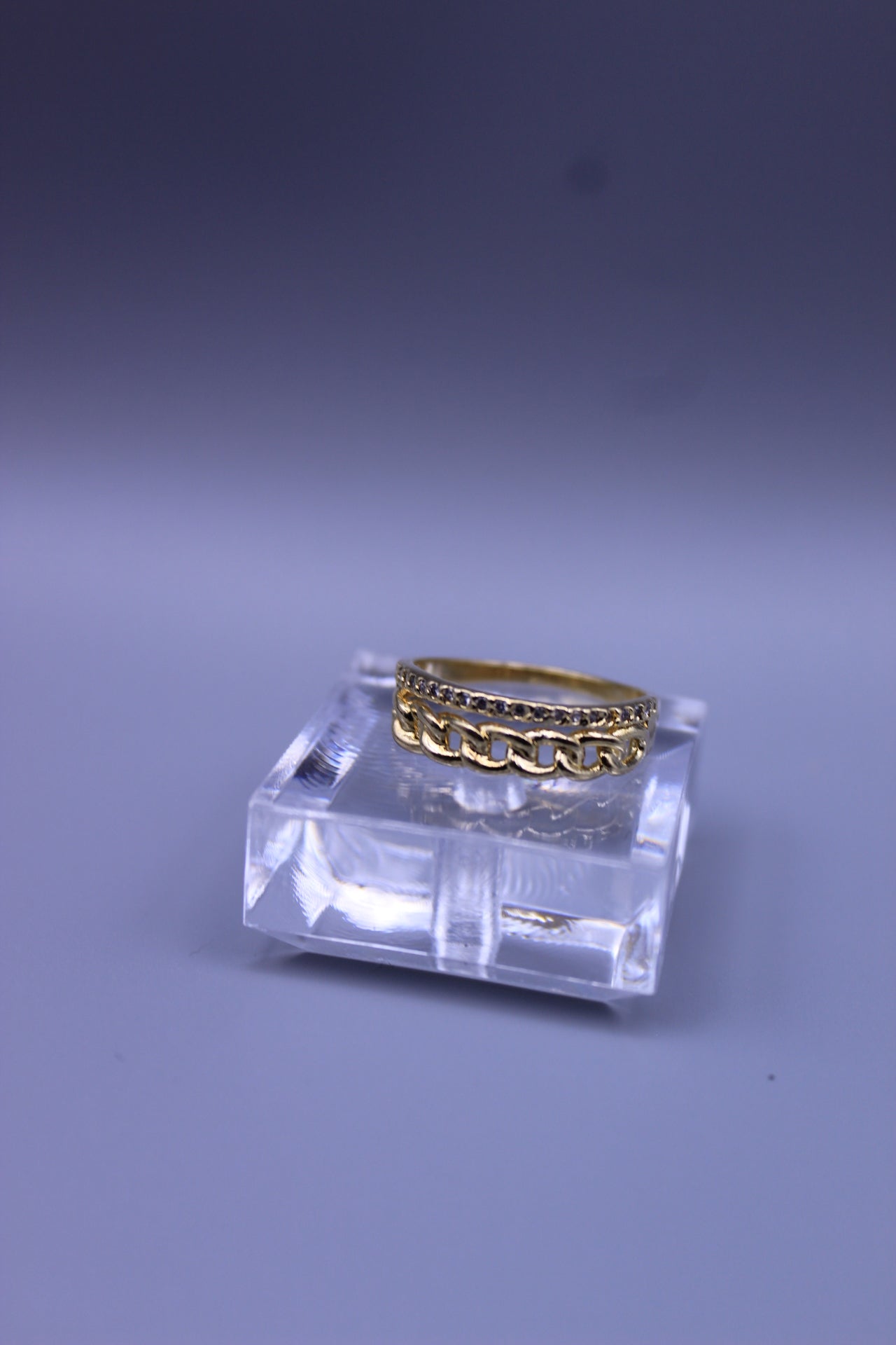 Double strand chain/cz ring